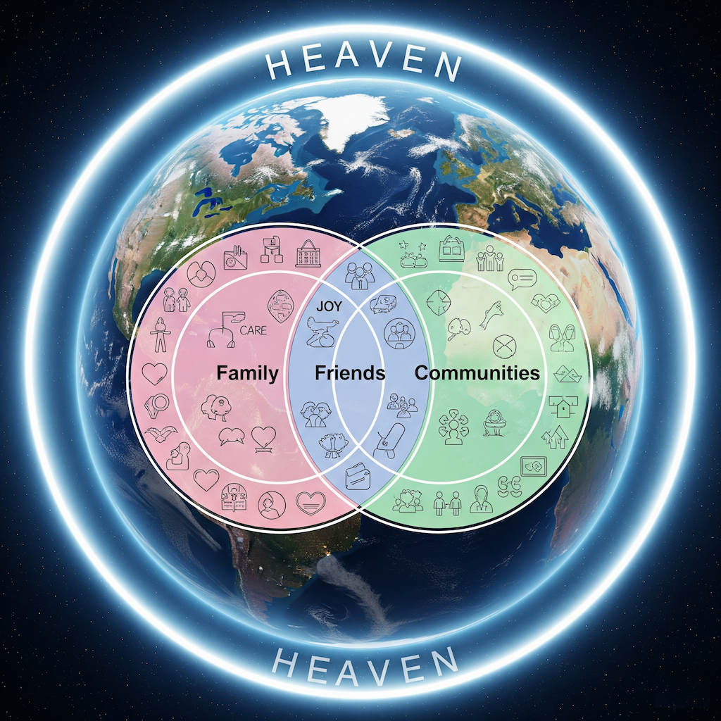 Visual representation of prayer circles expanding outwards